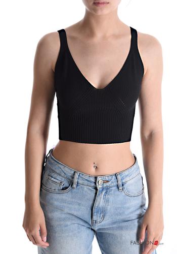  Top with v-neck Black