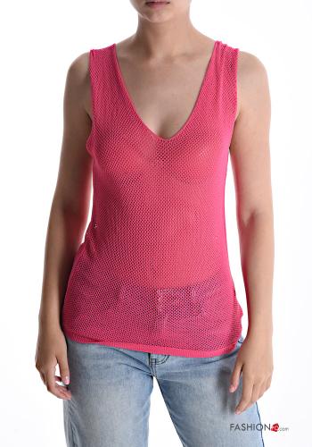  Tank-Top with v-neck Fucsia