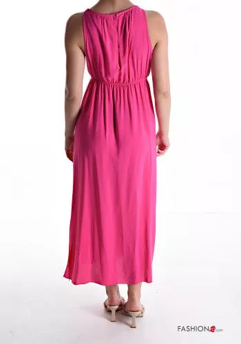  sleeveless long Dress with buttons with elastic