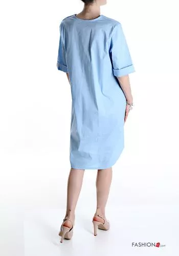 Cotton Dress with pockets with v-neck
