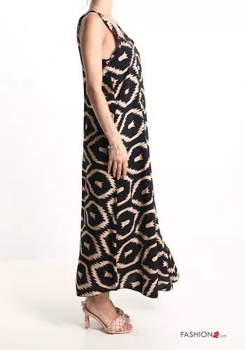  Geometric pattern Sleeveless Dress with pockets