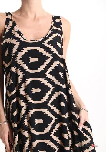  Geometric pattern Sleeveless Dress with pockets