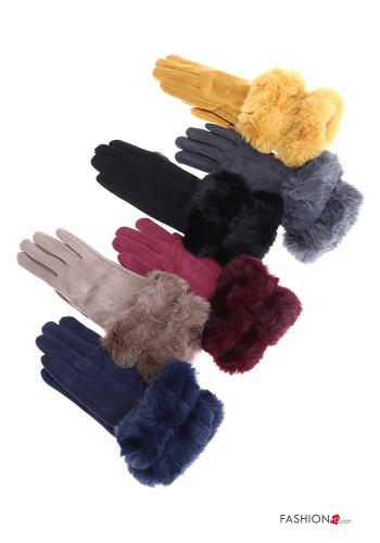  Suede faux fur Gloves 