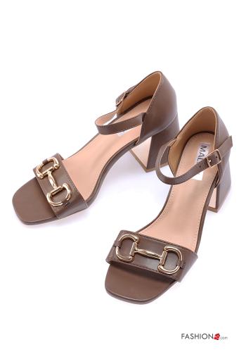  faux leather open toe Heeled shoes Ankle strap