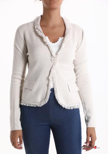  Blazer with fringe White Cream