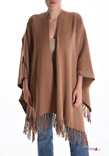  Poncho with fringe Brown