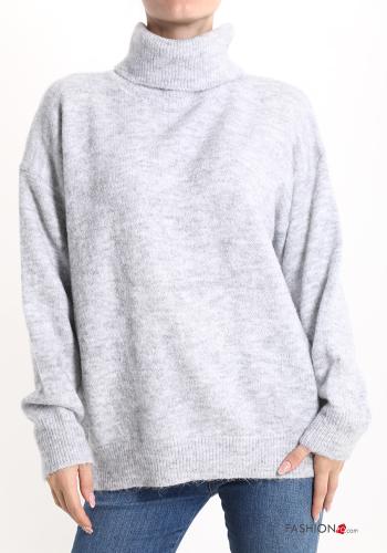  Wool Mix Sweater Rollneck Grey 20%