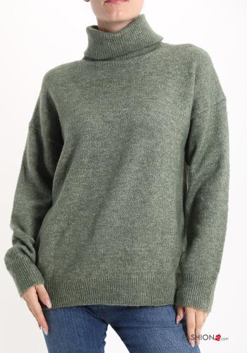  Wool Mix Sweater Rollneck Dark olive green