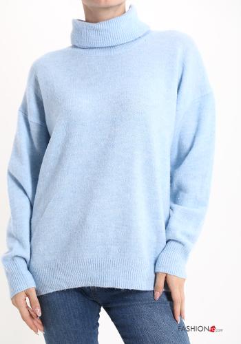  Wool Mix Sweater Rollneck Light -blue