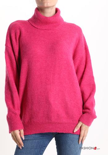  Wool Mix Sweater Rollneck Fucsia