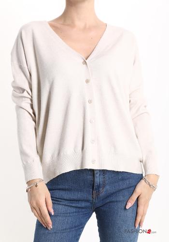  Cardigan with buttons with v-neck Beige