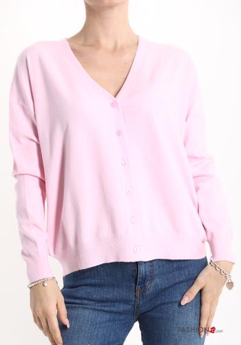  Cardigan with buttons with v-neck Pastel pink