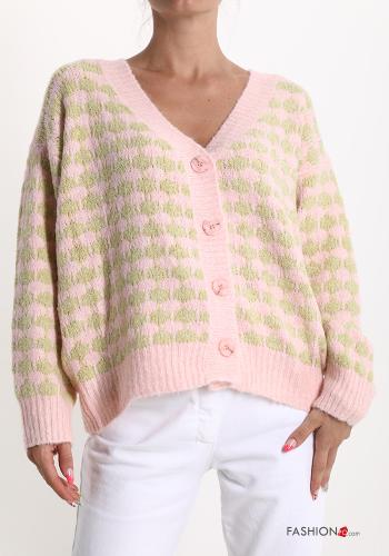  Geometric pattern Cardigan with buttons with v-neck
