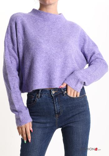  Wool Mix Sweater  Purple