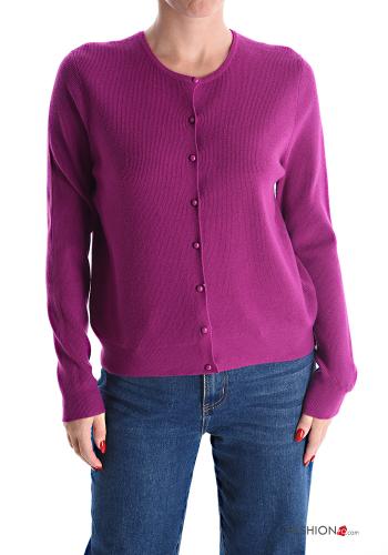  Cardigan con bottoni  Rosso violaceo