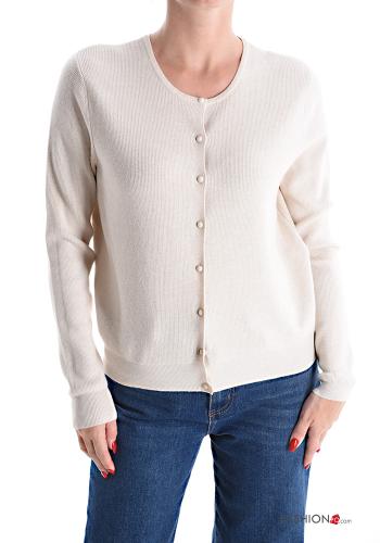  Cardigan con bottoni  Panna