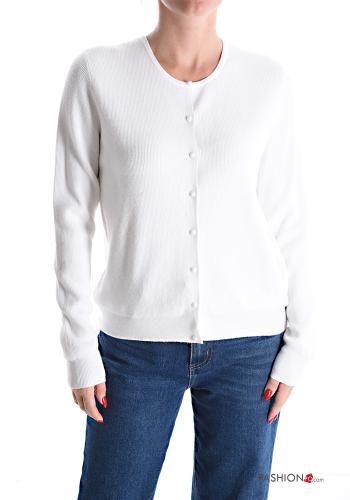  Cardigan con bottoni  Bianco
