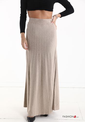  Longuette full Skirt with elastic Beige