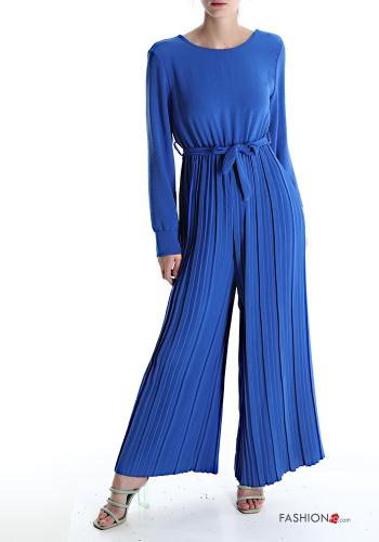  pleated Jumpsuit with bow Blue