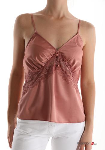  lace Tank-Top with v-neck Puce