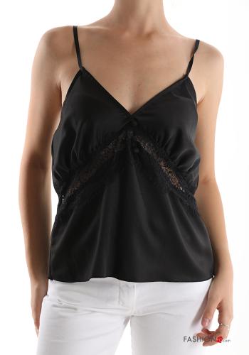  lace Tank-Top with v-neck Black