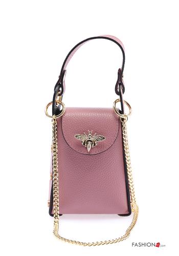  Genuine Leather Handbag with studs with shoulder strap