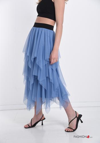  Falda De tul Longuette con volantes 