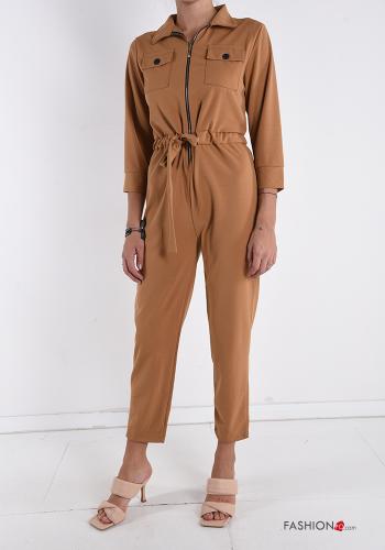 Jumpsuit with buttons with pockets with zip with bow
