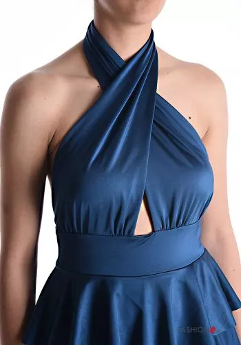  sleeveless mini Dress with flounces with v-neck