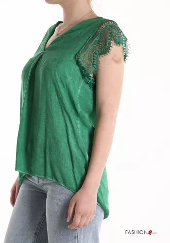  short sleeve Blouse with v-neck