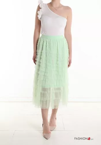  tulle midi Skirt with flounces with elastic