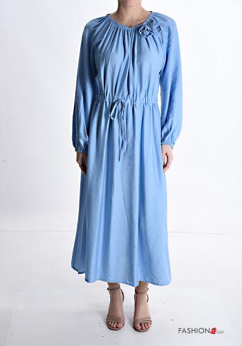  long Dress with drawstring with elastic Light -blue
