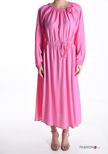 long Dress with drawstring with elastic Fucsia