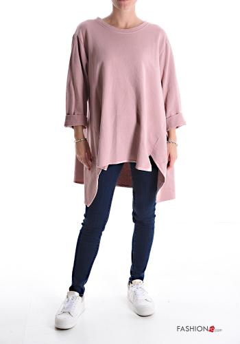  Sweatshirt en Coton asymétrique  Rose
