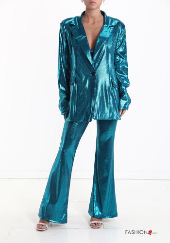  flared metallic Suit with buttons