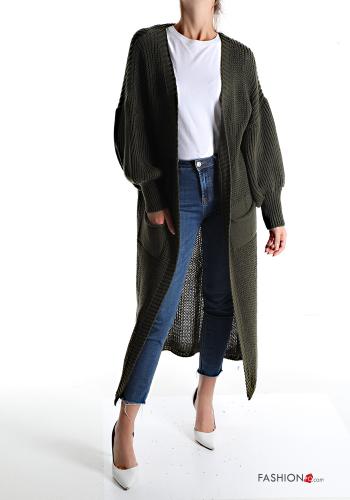  Cardigan with pockets Military green