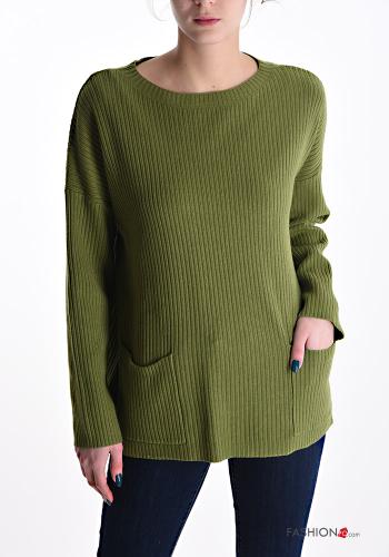  Sweater with pockets boat neckline