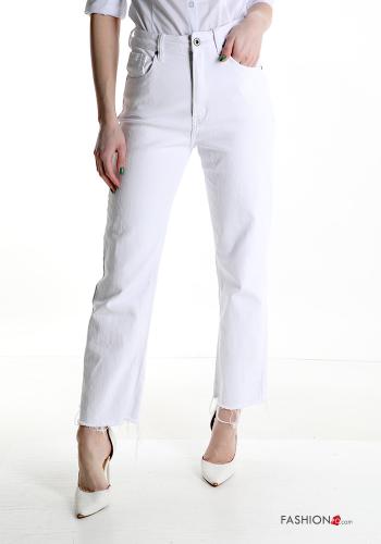  Jeans in Cotone con tasche  Bianco
