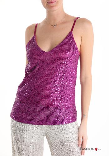  Tank-Top with sequins with v-neck