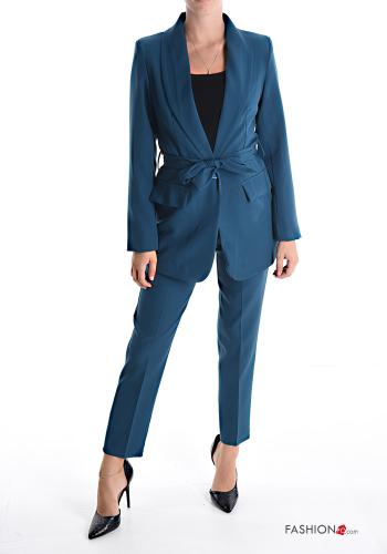  Suit with fabric belt