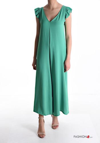  ärmellos wide leg Overall mit V-Ausschnitt