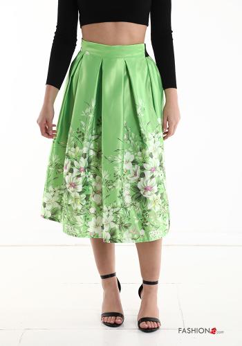  Floral balloon midi Skirt with elastic
