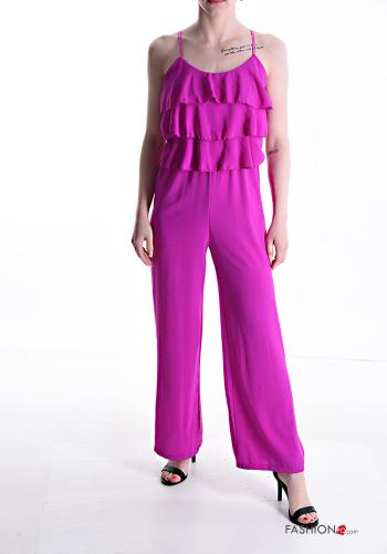  Jumpsuit senza maniche con balze  Rosa-ciliegia