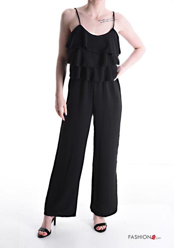  Jumpsuit senza maniche con balze  Nero