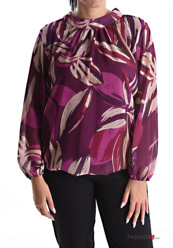  Floral Blouse  Reddish purple