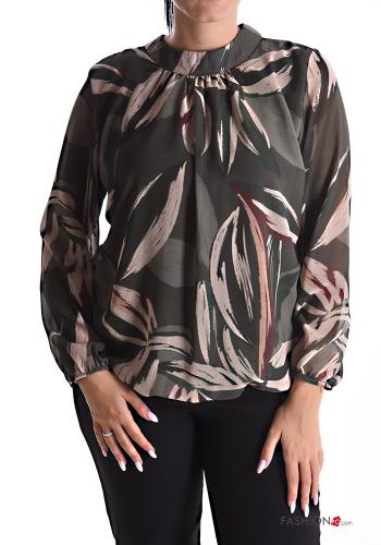  Floral Blouse  Dark olive green