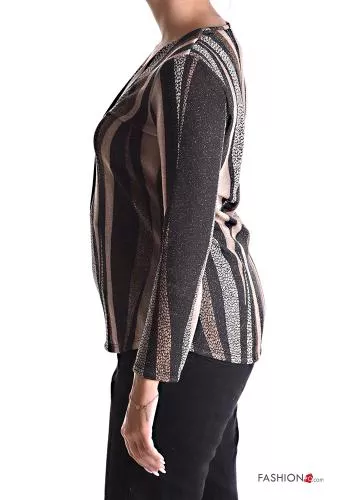  lurex Long sleeved top with v-neck