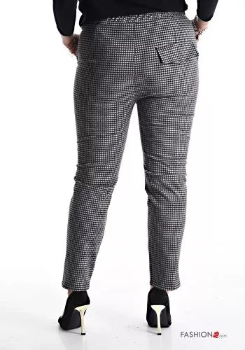  Pantalone Fantasia quadrettata vichy con tasche con elastico 