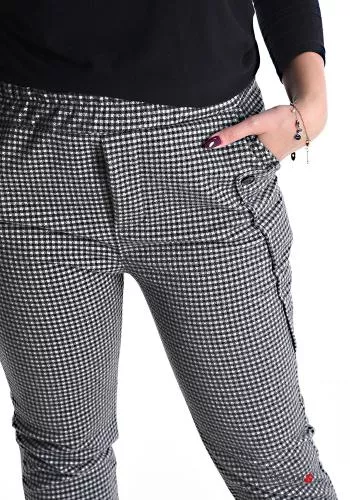  Pantalone Fantasia quadrettata vichy con tasche con elastico 