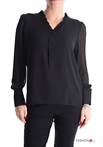  Blouse with v-neck Black